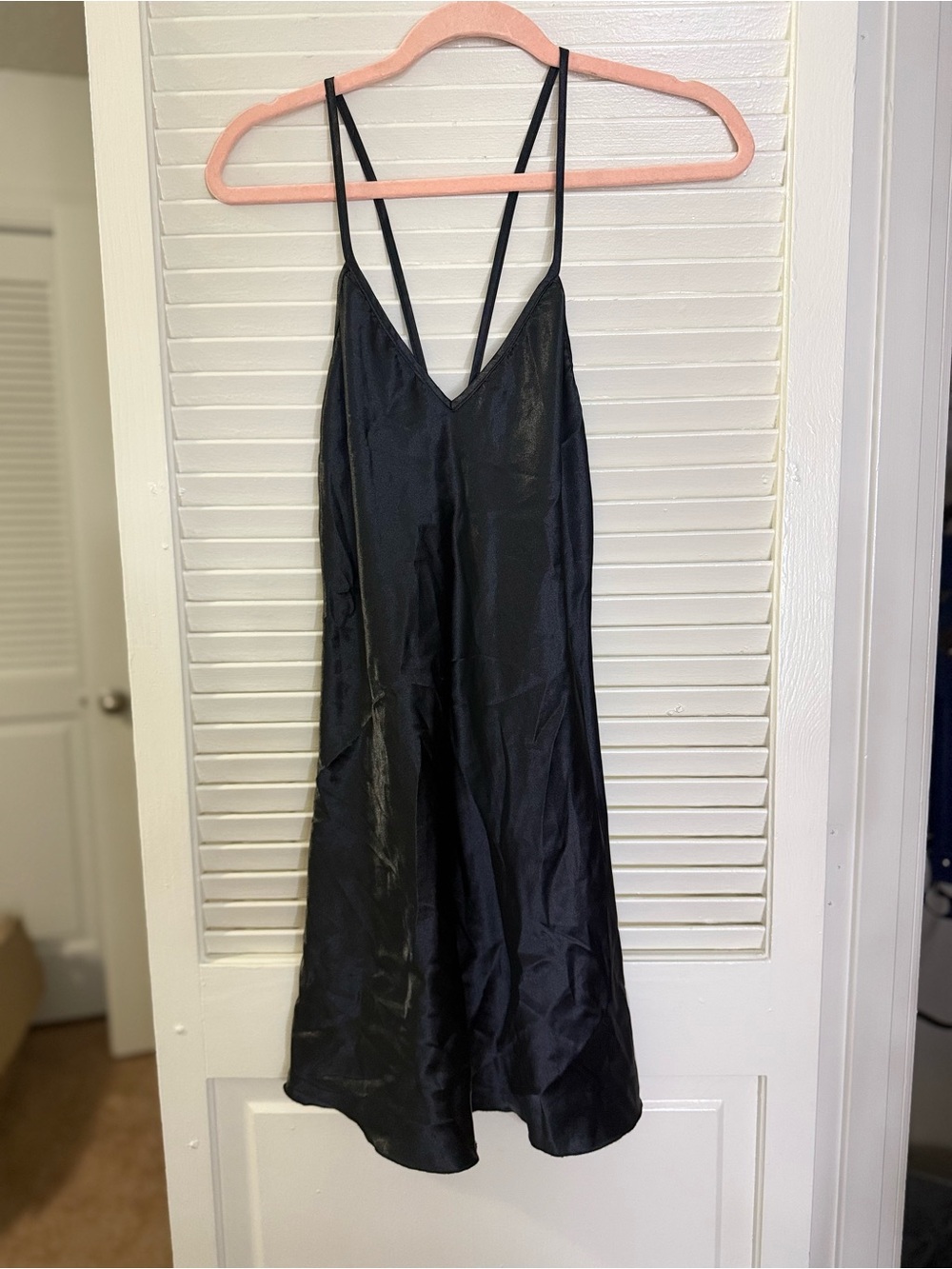 Satin Slip Dress - Black